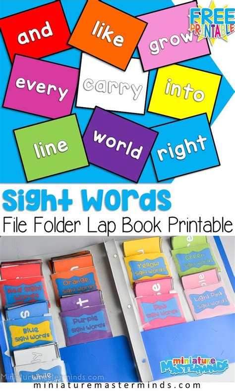 Rainbow Sight Words File Folder Flash Cards For Kindergarten Free