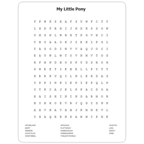 My Little Pony Word Search Stickers By Eeveemastermind Redbubble