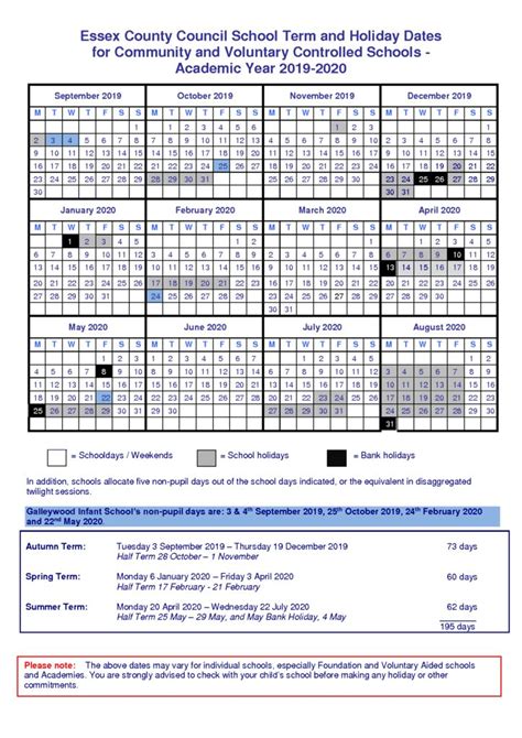 Term Dates – Galleywood Infant School