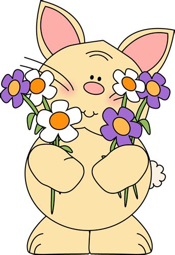 Bunny With Flowers Clip Art Bunny With Flowers Image