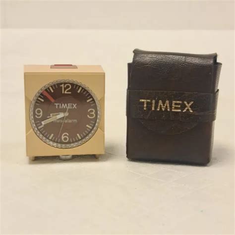 Vintage Timex Mini Alarm Clock With Case Wind Up Works 1500 Picclick