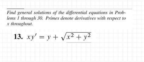 Solved Find General Solutions Of The Differential Equations