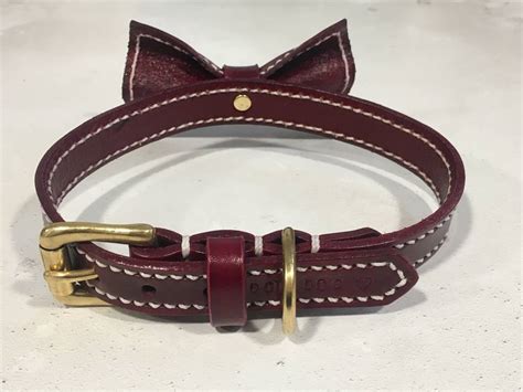 Personalised Full Stitched Bow Tie Leather Dog Collar By Broughton And Co