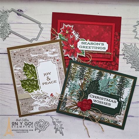 Elegant Handmade Christmas Cards With Leaves Of Holly Stamp Set From