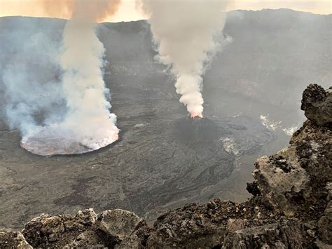 The Active Summit Crater Of The Nyiragongo Volcano Contains A Lava Lake