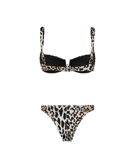 Reina Olga Brigitte Leopard Print Bikini Set In Black Lyst