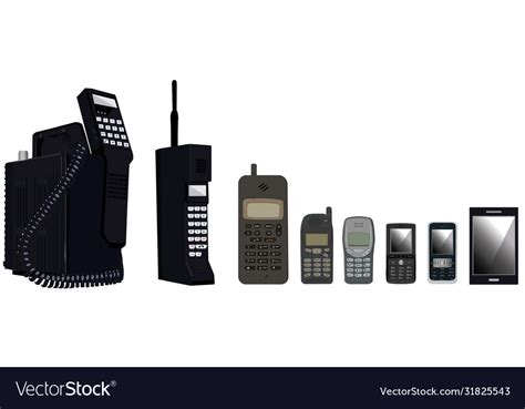 Cell Phone Evolution On White Background Vector Image