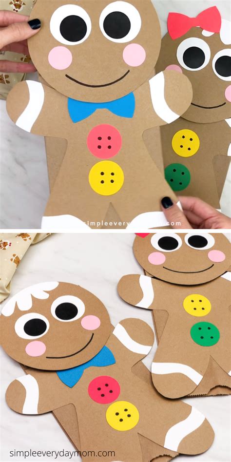 Gingerbread Man Paper Bag Puppet Craft Free Template In 2023