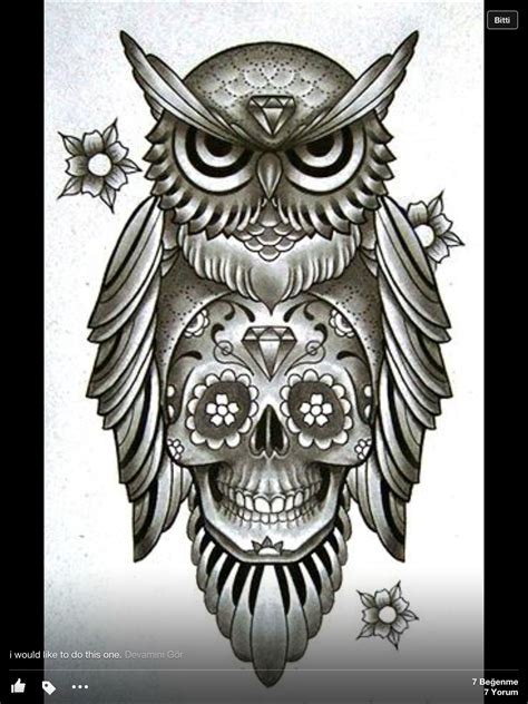 Owl N Skull Skull Tattoo Design Mexican Skull Tattoos Sugar Skull
