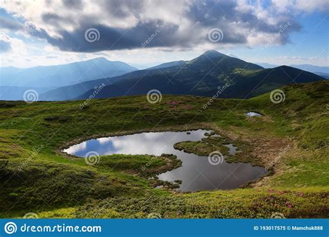 Lake At The High Mountains Majestic Spring Scenery Sun Rays Enlighten