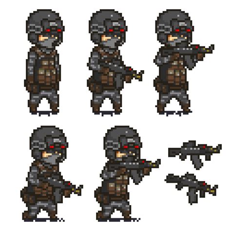 An Image Of Pixel Art Style Character Set