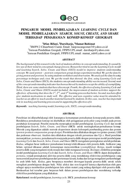 Pdf Pengaruh Model Pembelajaran Learning Cycle Dan Model Pembelajaran