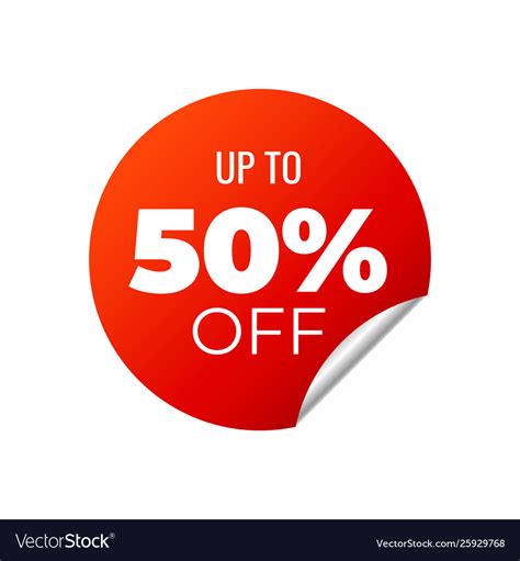 Red Banner Sticker Up To 50 Percent Off Royalty Free Vector