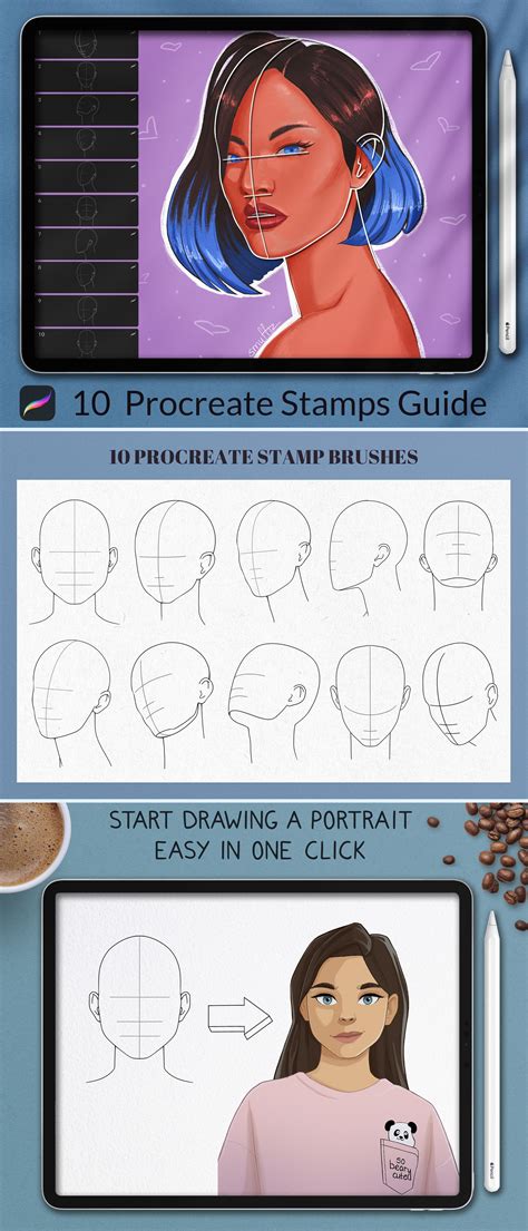 Portrait Guide Procreate, Figures Stamps Brushes, Guide Brushes, Procreate Stamps, Procreate ...