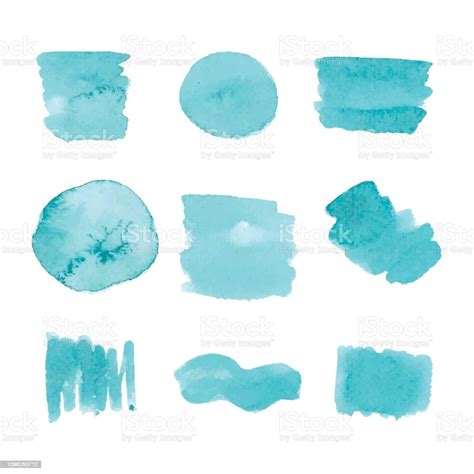 Watercolor Blue Stains Vector Abstract Shapes Stock Illustration