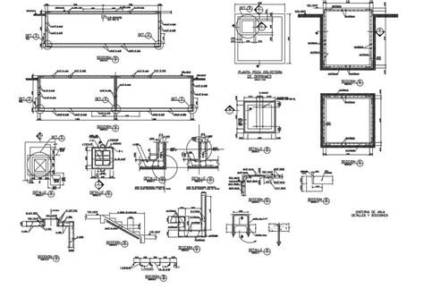 Foundation Plan With Column And Beam Construction Of Tank Dwg File In