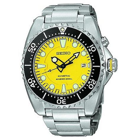 Seiko Seiko Mens Ss Yellow Dial Kinetic Watch Ska367