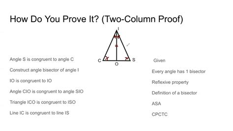 A triangle with two equal sides is known as an isosceles triangle. Converse of Isosceles Triangle Proof - YouTube