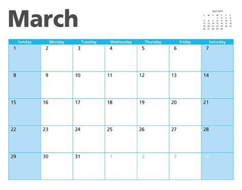 March 2015 Calendar Page Free Stock Photo Public Domain Pictures