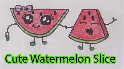 How To Draw Cute Watermelon Slice How To Draw A Cartoon Watermelon