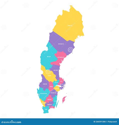 Mappa Politica Svedese Delle Divisioni Amministrative Illustrazione