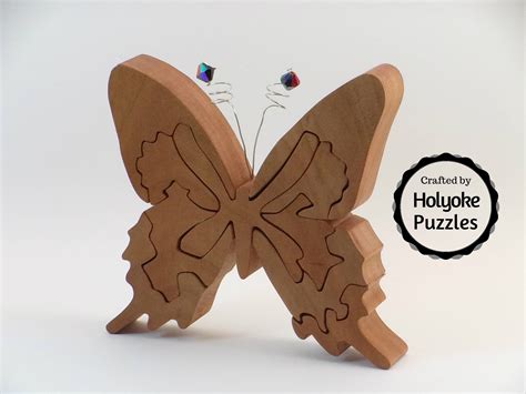 Butterfly Jigsaw Puzzle In Cherry With Crystal Antenna