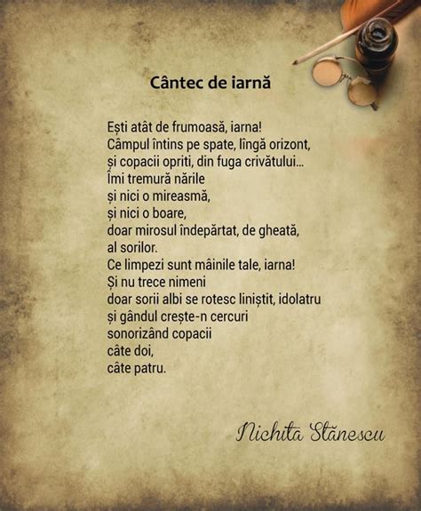 Cantec De Iarna De Nichita Stanescu Poezii Citazioni