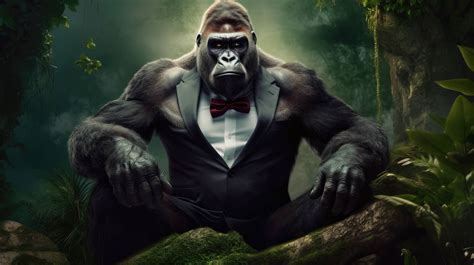 A 4k Ultra Hd Wallpaper Of A Sophisticated Gorilla In A Tailored Suit