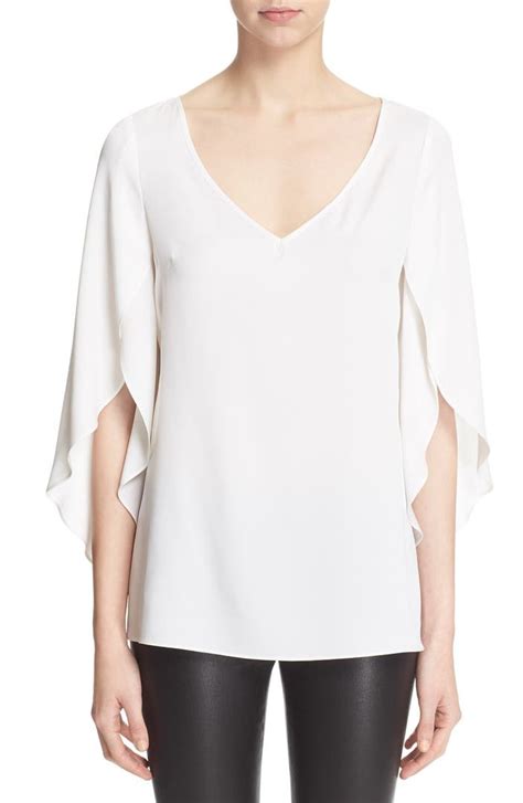 Milly Butterfly Sleeve Stretch Silk Blouse Nordstrom