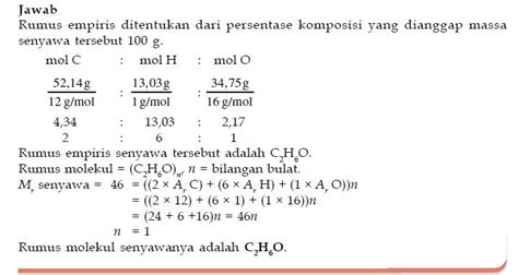 Contoh Soal Penentuan Rumus Kimia Empiris Molekul Hidrat Kadar Dalam