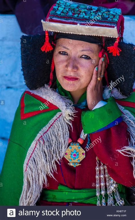Unidentified Ladakhi Woman With Traditional Costumes Participates In