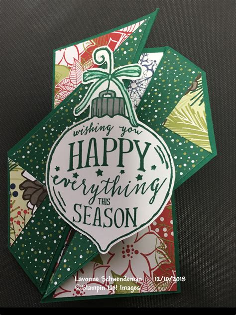 The card itself is a piece of 4 1/4 x 11 piece of cardstock folded in half. Fun Fold Christmas Card with Happy Ornament | Christmas cards, I card, Cards