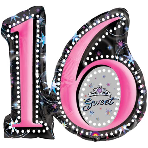 28 Sweet 16th Birthday Prismatic Sparkle Shape Mylar Balloon Sweet