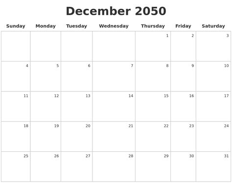 December 2050 Make A Calendar