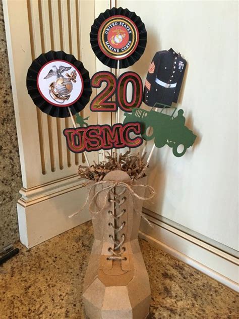 Marines Military Usmc Centerpiece Retirement Party Centerpieces