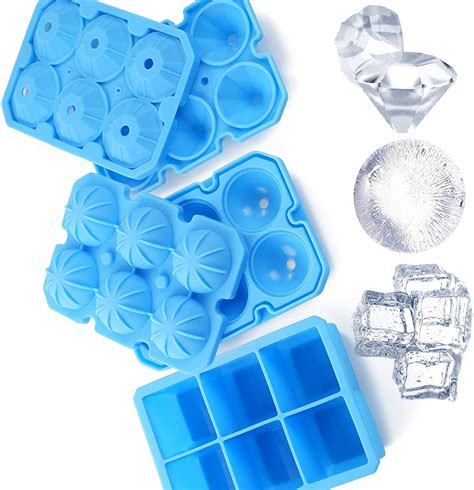 Silicone Ice Cube Mold 3pk Black Ice Tray Set Cubes Spheres Diamonds
