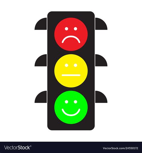 Traffic Light With Red Yellow And Green Smileys Vector Image