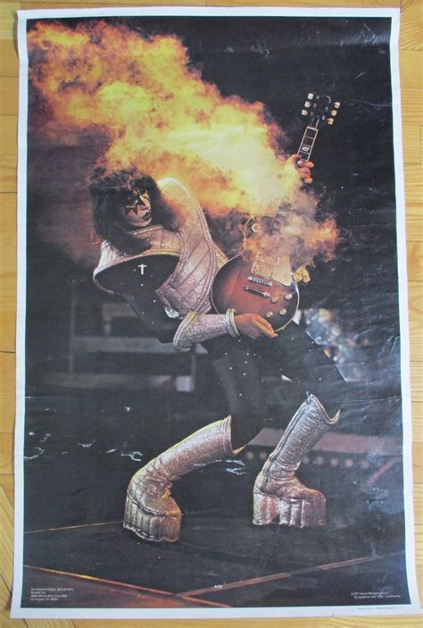 Kiss Vintage Poster Ace Frehley Smoking Guitar 1977 Original 34″ X 22