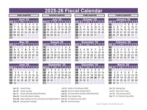 Uk Fiscal Calendar Template 2025 2026 Free Printable Templates