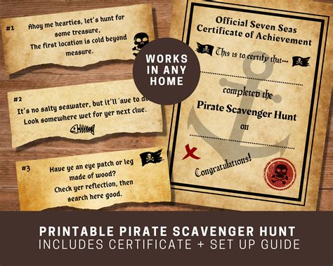 Pirate Treasure Hunt Clues Pirate Party Scavenger Hunt