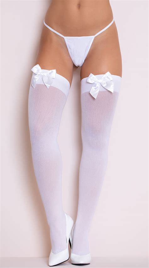 Thigh Highs With Satin Bow Thigh High Stockings With Satin Bow Satin Bow Thigh High Stockings