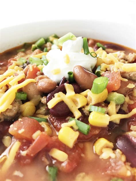 Add the onion and cook until it softens, about 3 minutes, then stir in the tomato paste, chile powder, cumin, garlic powder, and kosher salt, and cook for 2 more minutes. Healthified Crock Pot Turkey Taco Soup (With images ...