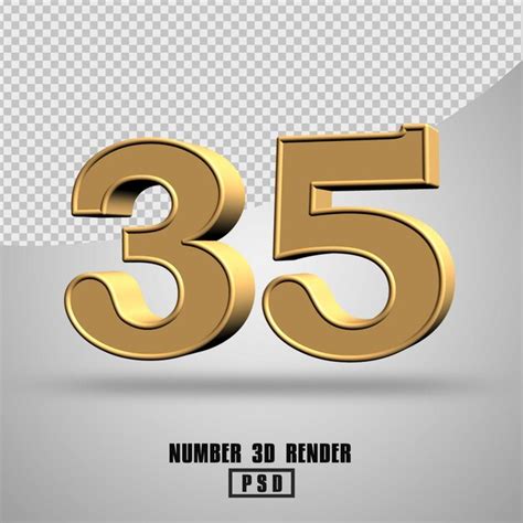 Premium Psd 3d Render Number 35 Gold Style