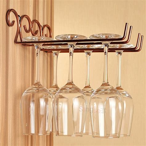 2 Rows Stainless Steel Side Stand Wine Glass Hanger Rack Cup Glass