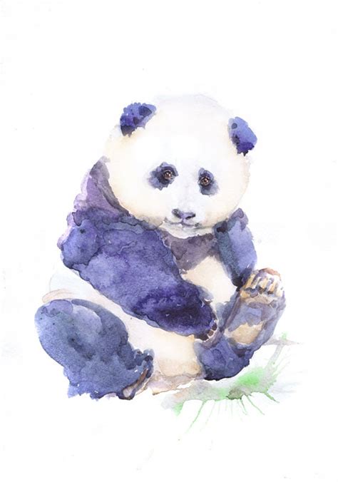 Baby Panda Art Watercolor Painting Boy Girl Nursery Decor Etsy