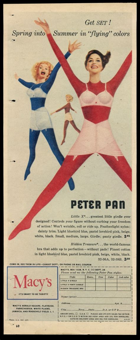 1957 Peter Pan Lingerie 3 Women Pink Blue Bra Girdle Photo Vintage