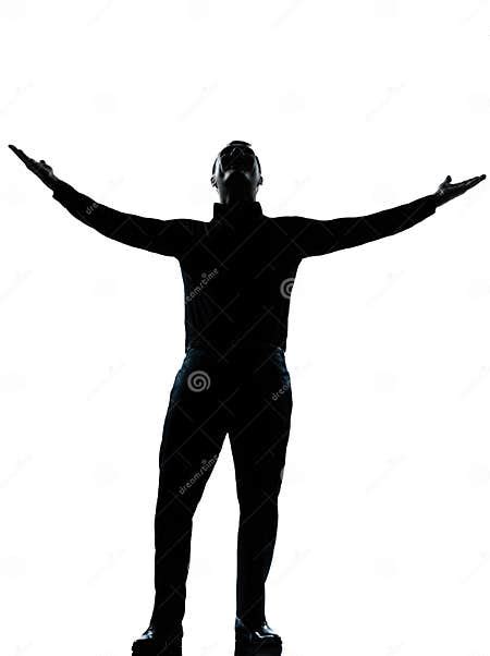 One Business Man Happy Arms Outstretched Stock Image Image Of Arms