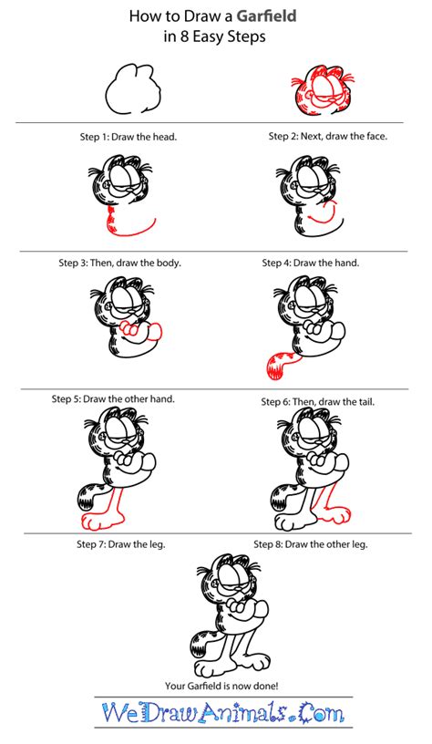 How To Draw Garfield Step By Step Tutorial Cute Easy Drawings Art