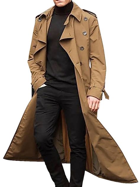 Formal Overcoat Outwear Winter Trench Mens Breasted Long Jacket Coat