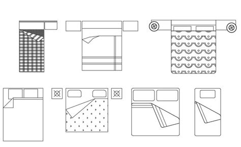 Different Types Of 2d Bed Design Autocad Furniture Drawing Blocks